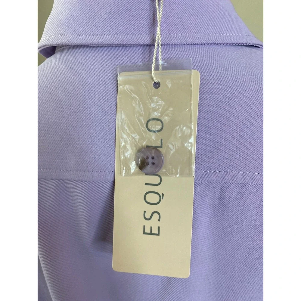 NWT Esqualo  Purple Button Down Belted Shirt Dress career size‎ 4 lilac dreams